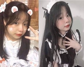 น้องสาวที่มีความสุขพอใจกับแตงโมในการถักเปีย